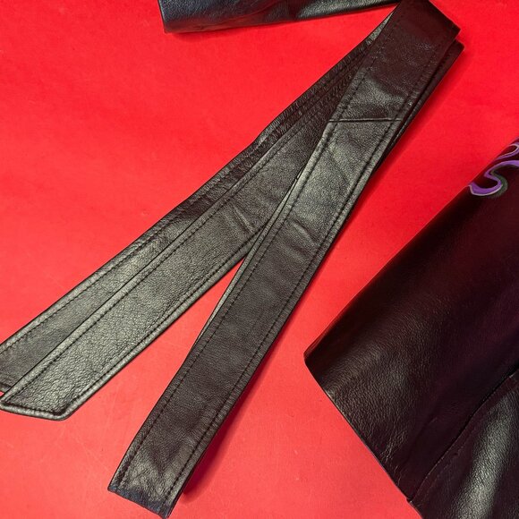 Upcycled Abstract Neon Leather Jacket – Hand-Painted Festival & Street Style - Picture 8 of 12